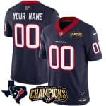 Houston Texans Custom Navy 2023 F.U.S.E. AFC South Champions Patch And Team Logo Patch Limited Stitched Jersey