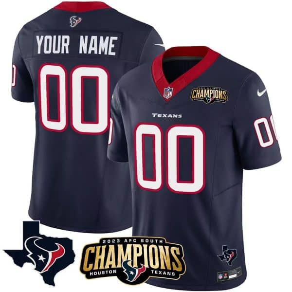 Houston Texans Custom Navy 2023 F.U.S.E. AFC South Champions Patch And Team Logo Patch Limited Stitched Jersey