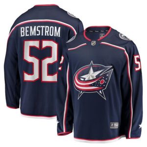Columbus Blue Jackets #52 Emil Bemstrom Navy Stitched Jersey