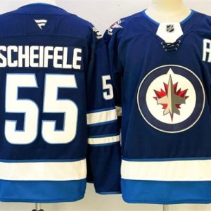 Winnipeg Jets #55 Mark Scheifele Navy 2024-25 With A Patch Home Stitched Jersey