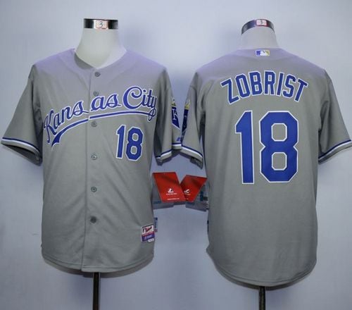 Royals #18 Ben Zobrist Grey Cool Base Stitched Jersey