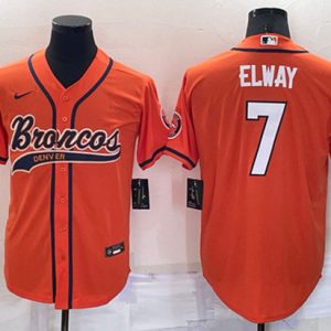 Denver Broncos #7 John Elway Orange Cool Base Stitched Baseball Jersey
