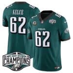 Philadelphia Eagles #62 Jason Kelce Green 2024 New NFC East Champions With 4-Star C Patch F.U.S.E. Vapor Untouchable Limited Stitched Jersey