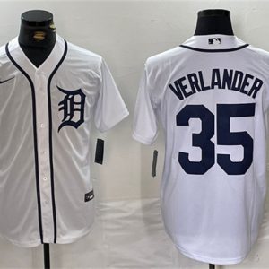 Detroit Tigers #35 Justin Verlander White Cool Base Stitched Jersey
