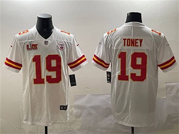Kansas City Chiefs #19 Kadarius Toney White 2025 Super Bowl LIX Patch Vapor Untouchable Limited Stitched Jersey