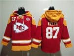 Kansas City Chiefs #87 Travis Kelce Red Lace-Up Pullover Hoodie
