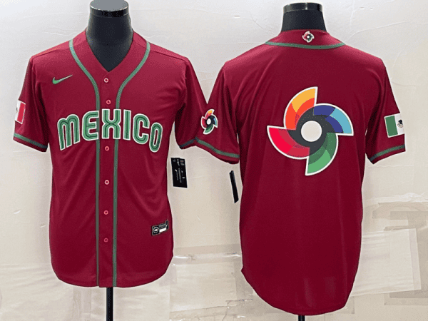 Mexico 2023 Red World Big Logo With Patch Classic Stitched Jersey