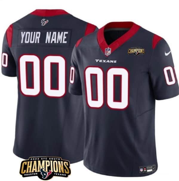 Houston Texans Custom Navy 2023 F.U.S.E. AFC South Champions Patch Vapor Limited Stitched Jersey