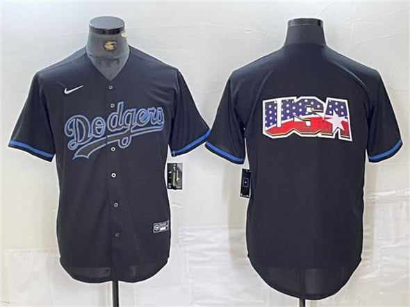 Los Angeles Dodgers Team Big Logo Black Fashion Stitched Jerseys