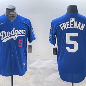 Los Angeles Dodgers #5 Freddie Freeman Royal 2024 World Series Champions With Fernando Memorial Patch Alternate Limited Stitched Jersey
