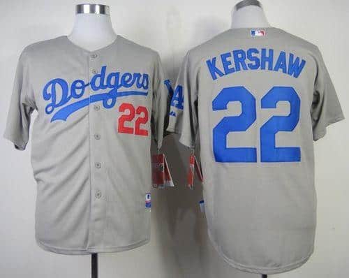 Dodgers #22 Clayton Kershaw Stitched Grey Jersey