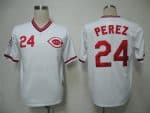 Mitchell And Ness Reds #24 Tony Perez White Throwback Stitched Jersey