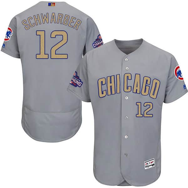 Chicago Cubs #12 Kyle Schwarber World Series Champions Gold Program Flexbase Stitched Jersey