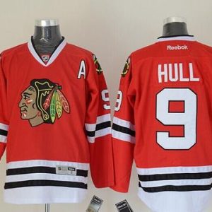 Blackhawks #9 Bobby Hull Red Stitched Jersey