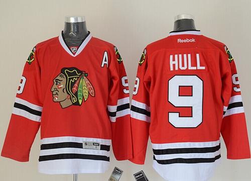 Blackhawks #9 Bobby Hull Red Stitched Jersey
