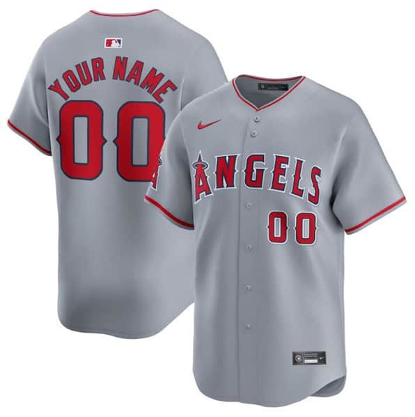 Los Angeles Angels Custom Gray Away Limited Stitched Jersey
