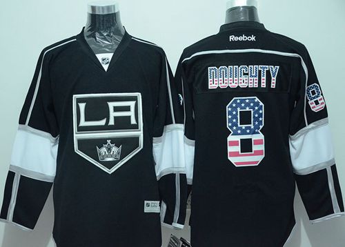 Kings #8 Drew Doughty Black USA Flag Fashion Stitched Jersey