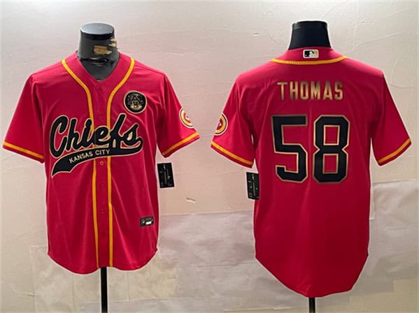 Kansas City Chiefs #58 Derrick Thomas Red Gold Cool Base Stitched Jersey