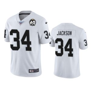 Raiders #34 Bo Jackson Black White 60th Anniversary Vapor Stitched 100th Season Jersey