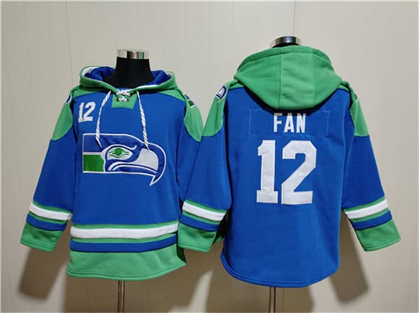 Seattle Seahawks #12 Fan Royal Ageless Must-Have Lace-Up Pullover Hoodie