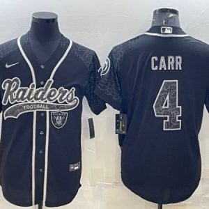 Las Vegas Raiders #4 Derek Carr Black Reflective With Patch Cool Base Stitched Jersey
