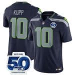Seattle Seahawks #10 Cooper Kupp Navy 2025 F.U.S.E. 50th Anniversary Patch Vapor Limited Football Stitched Jersey