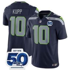 Seattle Seahawks #10 Cooper Kupp Navy 2025 F.U.S.E. 50th Anniversary Patch Vapor Limited Football Stitched Jersey
