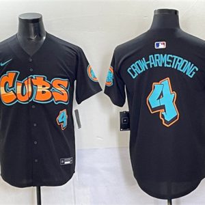 Chicago Cubs #4 Pete Crow-Armstrong Black 'Graffiti North Side Edition' Vapor Premier Limited Stitched Jersey