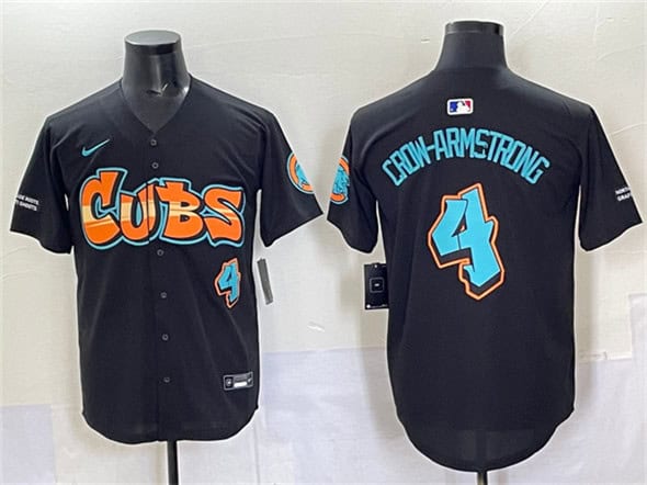 Chicago Cubs #4 Pete Crow-Armstrong Black 'Graffiti North Side Edition' Vapor Premier Limited Stitched Jersey