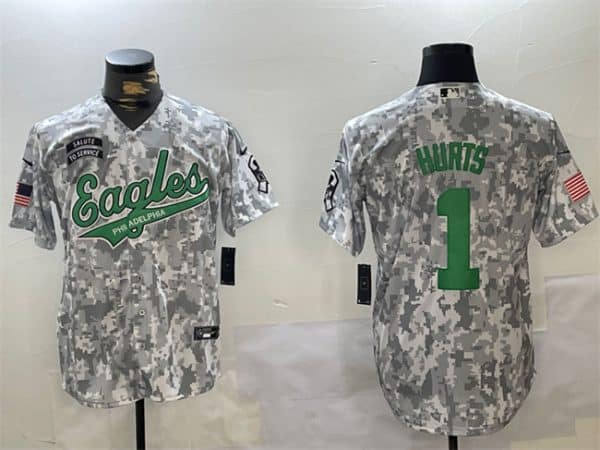 Philadelphia Eagles #1 Jalen Hurts 2024 Arctic Camo Salute To Service Stitched Jersey