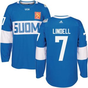 Team Finland #7 Esa Lindell Blue 2016 World Cup Stitched Jersey
