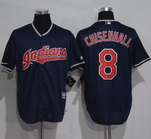 Indians #8 Lonnie Chisenhall Navy Blue New Cool Base Stitched Jersey