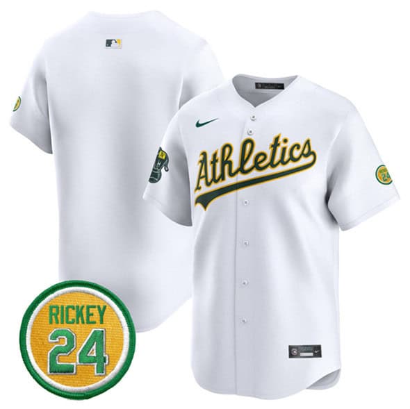 Oakland Athletics Blank White 2024 Home Limited With Rickey Henderson Patch Stitched Jersey