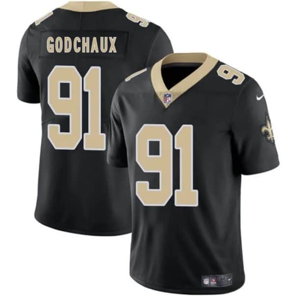 New Orleans Saints #91 Davon Godchaux Black 2025 Vapor Limited Stitched Jersey