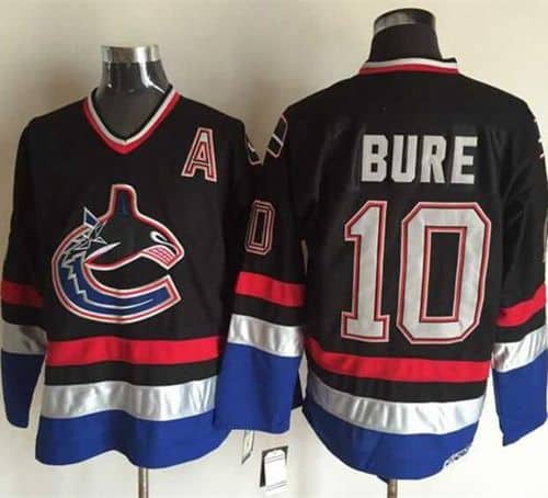 Canucks #10 Pavel Bure Black Blue CCM Throwback Stitched Jersey