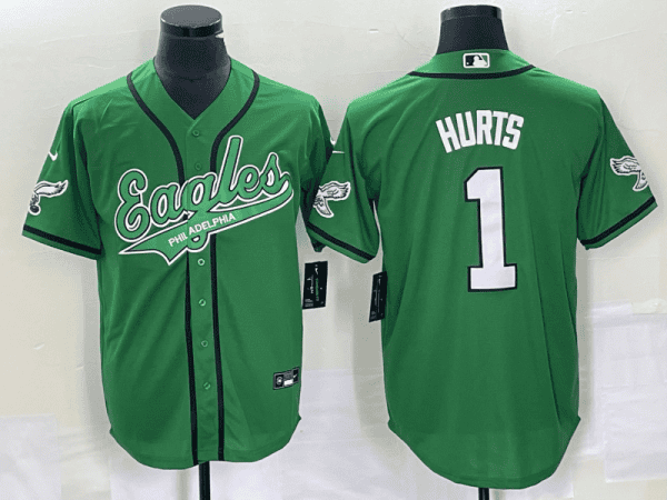Philadelphia Eagles #1 Jalen Hurts Green Cool Base Stitched Jersey