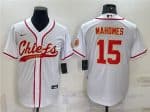 Kansas City Chiefs #15 Patrick Mahomes White With Patch Cool Base Stitched Baseball Jersey