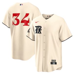 Texas Rangers #34 Nolan Ryan Cream 2023 City Connect Cool Base Stitched Jersey