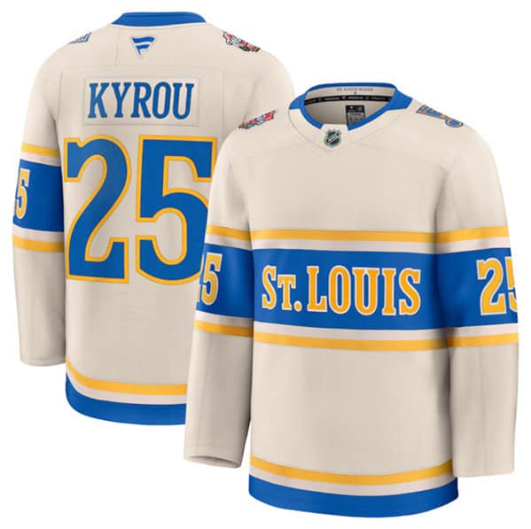 St. Louis Blues #25 Jordan Kyrou Cream 2024-25 Winter Classic Stitched Jersey