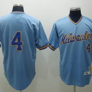 Mitchell And Ness Brewers #4 Paul Molitor Stitched Blue Throwback Jersey