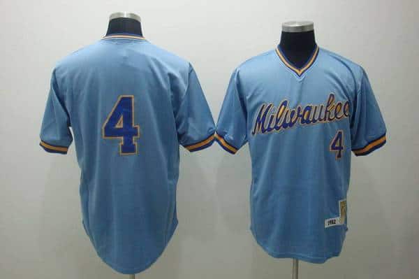 Mitchell And Ness Brewers #4 Paul Molitor Stitched Blue Throwback Jersey