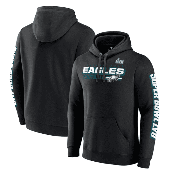 Philadelphia Eagles Black Super Bowl LVII Star Trail Pullover Hoodie