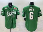 Philadelphia Eagles #6 DeVonta Smith Green 2025 Super Bowl LIX And 3-Star C Patch Stitched Jersey