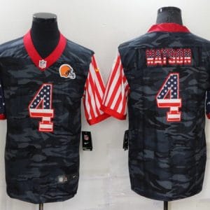 Cleveland Browns #4 Deshaun Watson Camo USA Flag Limited Stitched Jersey