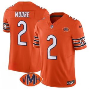 Chicago Bears #2 D.J. Moore Orange 2025 F.U.S.E. With VMH Patch Vapor Untouchable Limited Football Stitched Jersey