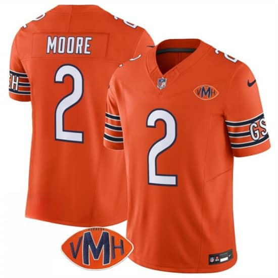 Chicago Bears #2 D.J. Moore Orange 2025 F.U.S.E. With VMH Patch Vapor Untouchable Limited Football Stitched Jersey