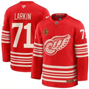 Detroit Red Wings #71 Dylan Larkin Red 2025 With C Patch Centennial Premium Stitched Jersey