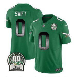 Philadelphia Eagles #0 D'Andre Swift Green 2023 F.U.S.E. Throwback Vapor Untouchable Limited Stitched Jersey
