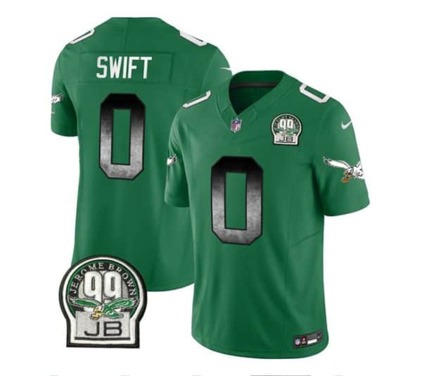 Philadelphia Eagles #0 D'Andre Swift Green 2023 F.U.S.E. Throwback Vapor Untouchable Limited Stitched Jersey