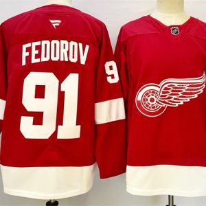 Detroit Red Wings #91 Sergei Fedorov Red 2024-25 Home Stitched Jersey